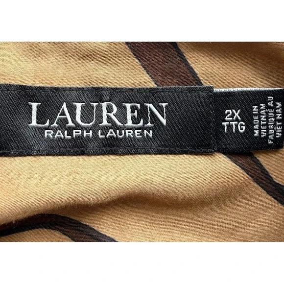 Lauren Ralph Lauren Shirt Women Size 2X Beige Equestrian Print Cotton Button Up - Picture 10 of 16
